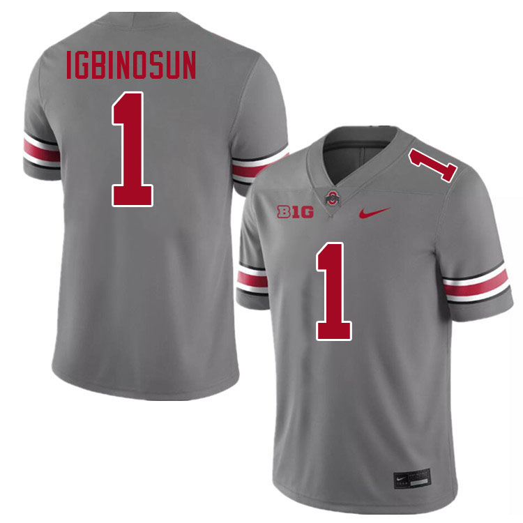 #1 Davison Igbinosun Ohio State Buckeyes Jerseys Football Stitched-Grey